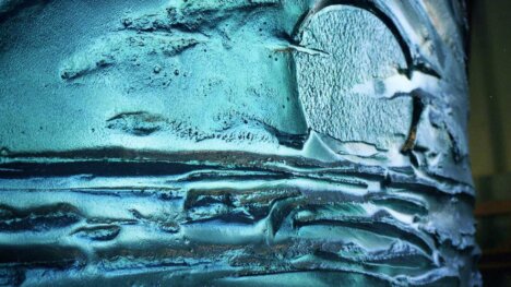 archiglass blue sunset glass artwork on Queen Mary II