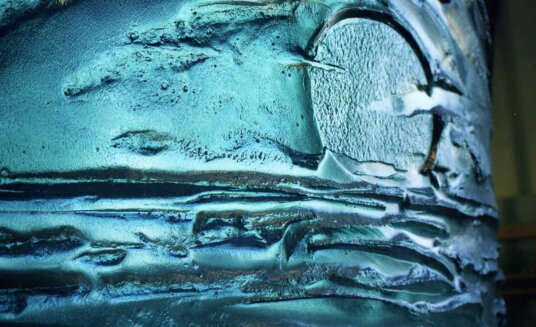 archiglass blue sunset glass artwork on Queen Mary II