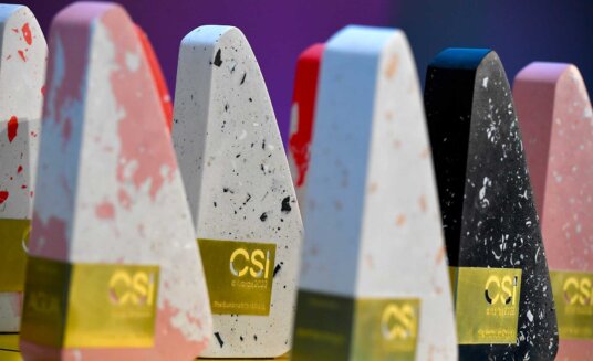 close up of csi awards 2022 trophies