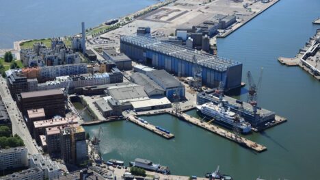 helsinki shipyard aerial shot